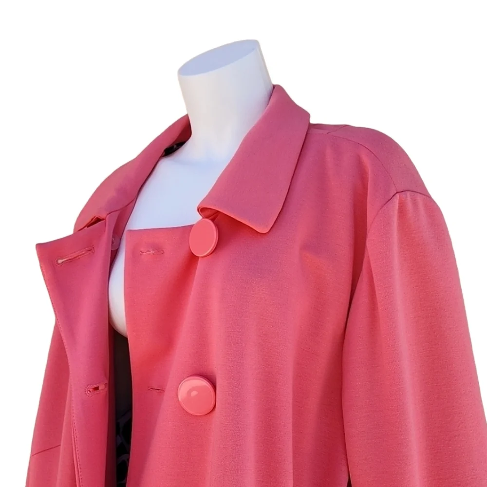 SANDRO Pink Peacoat 3X Double Breasted Statement Coat Giraffe Print Lined Plus - Picture 7 of 17
